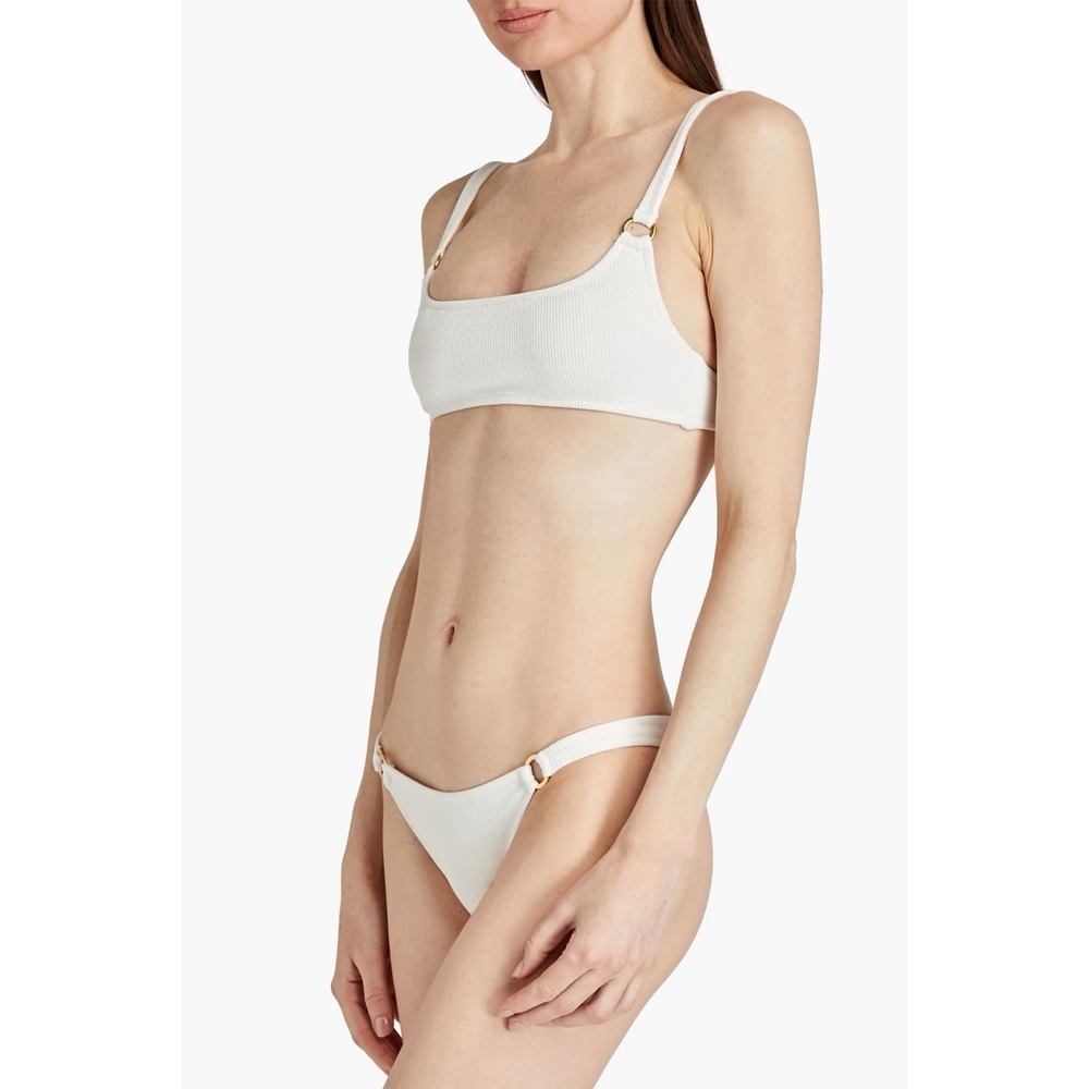 Melissa Odabash Bari Ribbed Bikini Set Cream Ridges US 10 UK 14 Swimsuit NWT